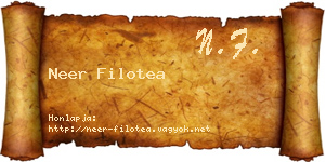 Neer Filotea névjegykártya